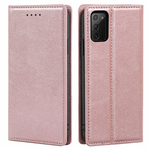 Handytasche Stand Schutzhülle Flip Leder Hülle T06 für Samsung Galaxy Note 20 5G Rosegold