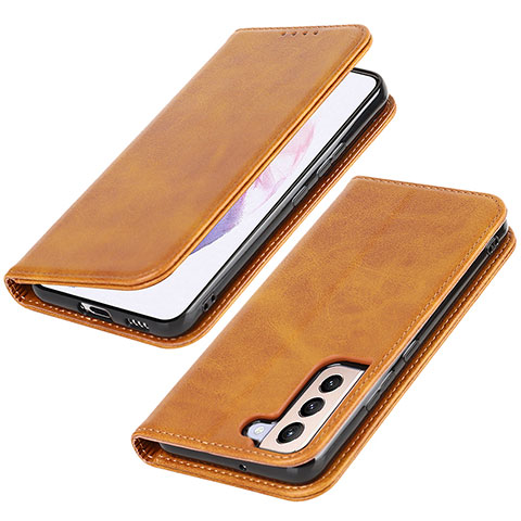 Handytasche Stand Schutzhülle Flip Leder Hülle T06D für Samsung Galaxy S21 FE 5G Kahki