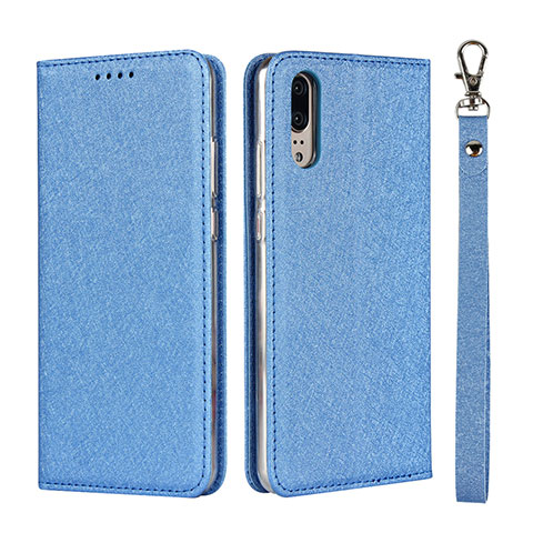 Handytasche Stand Schutzhülle Flip Leder Hülle T07 für Huawei P20 Blau