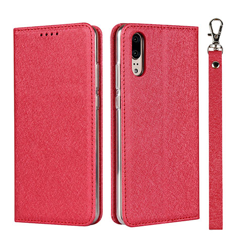 Handytasche Stand Schutzhülle Flip Leder Hülle T07 für Huawei P20 Rot