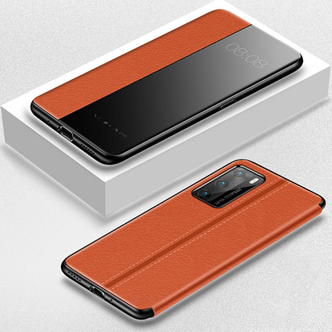 Handytasche Stand Schutzhülle Flip Leder Hülle T07 für Huawei P40 Orange