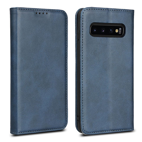 Handytasche Stand Schutzhülle Flip Leder Hülle T07 für Samsung Galaxy S10 Blau