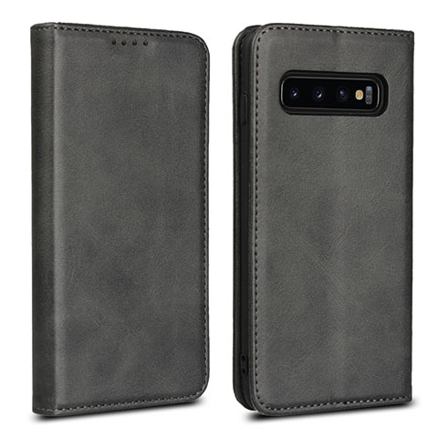 Handytasche Stand Schutzhülle Flip Leder Hülle T07 für Samsung Galaxy S10 Schwarz