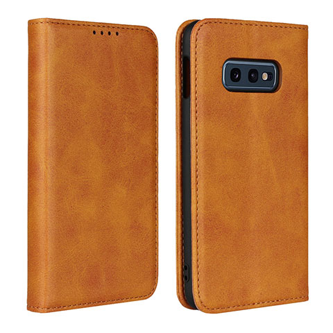 Handytasche Stand Schutzhülle Flip Leder Hülle T07 für Samsung Galaxy S10e Orange