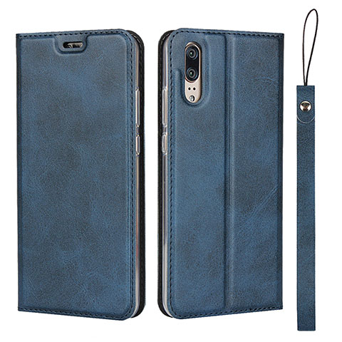 Handytasche Stand Schutzhülle Flip Leder Hülle T08 für Huawei P20 Blau