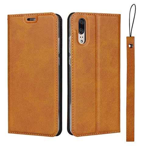 Handytasche Stand Schutzhülle Flip Leder Hülle T08 für Huawei P20 Orange