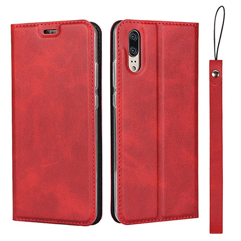 Handytasche Stand Schutzhülle Flip Leder Hülle T08 für Huawei P20 Rot