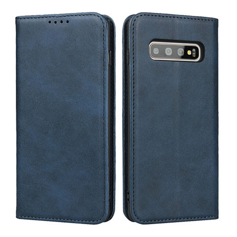 Handytasche Stand Schutzhülle Flip Leder Hülle T08 für Samsung Galaxy S10 Plus Blau