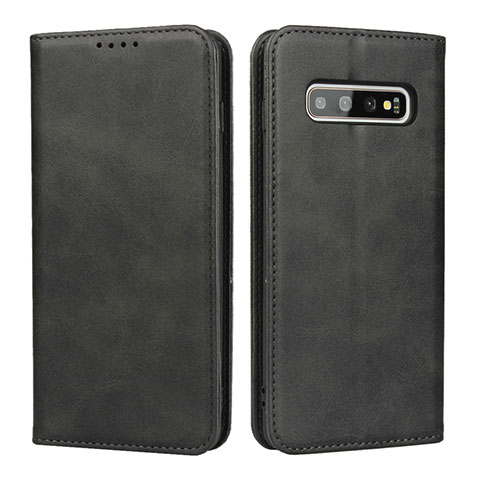 Handytasche Stand Schutzhülle Flip Leder Hülle T08 für Samsung Galaxy S10 Plus Schwarz