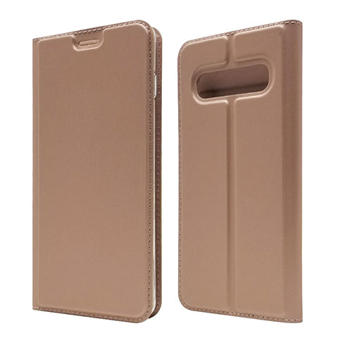 Handytasche Stand Schutzhülle Flip Leder Hülle T08 für Samsung Galaxy S10 Rosegold