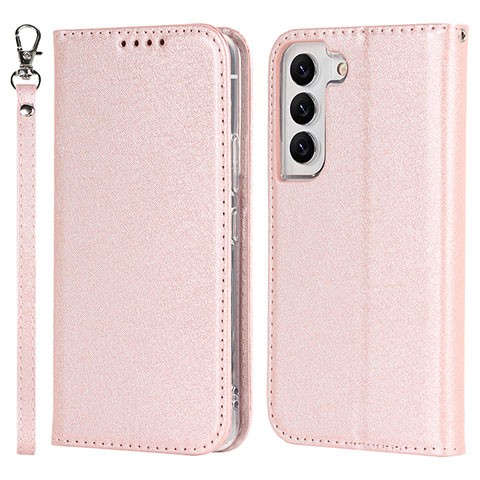 Handytasche Stand Schutzhülle Flip Leder Hülle T08D für Samsung Galaxy S21 5G Rosegold