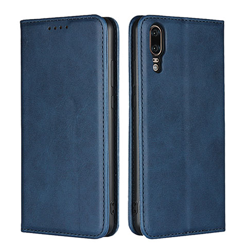 Handytasche Stand Schutzhülle Flip Leder Hülle T09 für Huawei P20 Blau