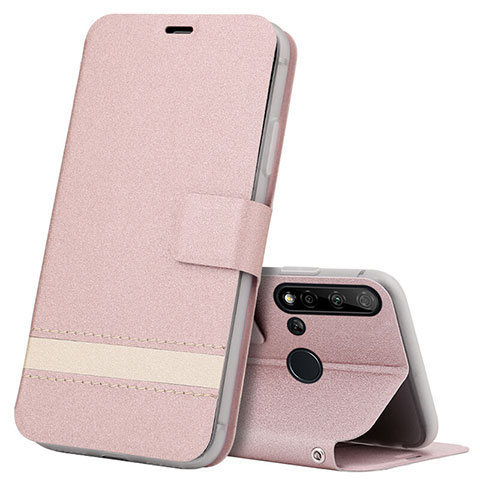 Handytasche Stand Schutzhülle Flip Leder Hülle T09 für Huawei P20 Lite (2019) Rosegold