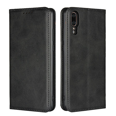 Handytasche Stand Schutzhülle Flip Leder Hülle T09 für Huawei P20 Schwarz