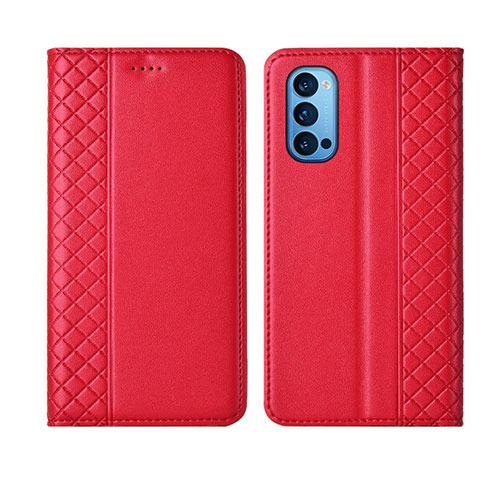 Handytasche Stand Schutzhülle Flip Leder Hülle T09 für Oppo Reno4 5G Rot