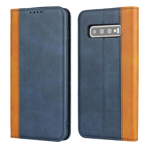 Handytasche Stand Schutzhülle Flip Leder Hülle T09 für Samsung Galaxy S10 Blau