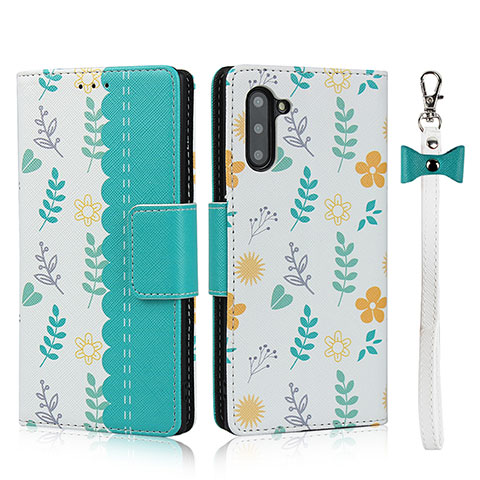 Handytasche Stand Schutzhülle Flip Leder Hülle T10 für Samsung Galaxy Note 10 Cyan