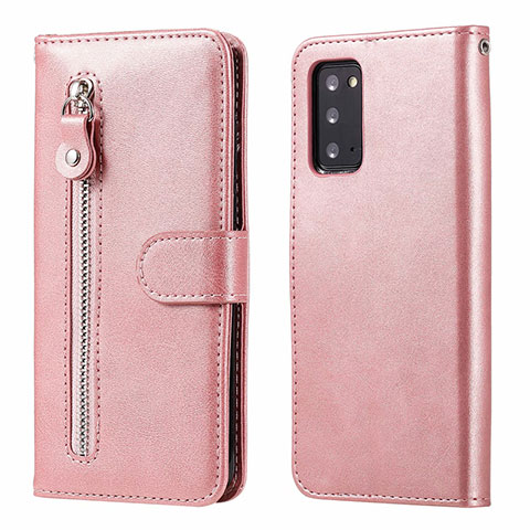 Handytasche Stand Schutzhülle Flip Leder Hülle T10 für Samsung Galaxy Note 20 5G Rosegold