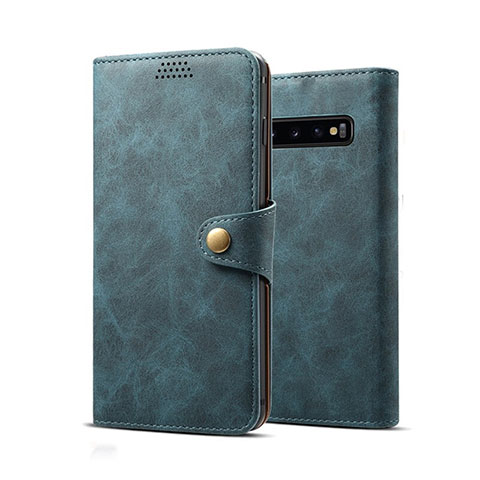 Handytasche Stand Schutzhülle Flip Leder Hülle T10 für Samsung Galaxy S10 5G Blau