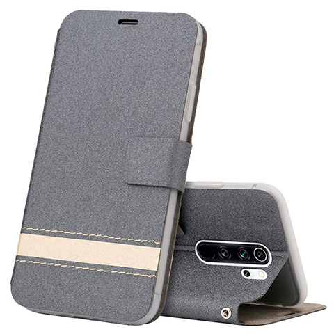 Handytasche Stand Schutzhülle Flip Leder Hülle T10 für Xiaomi Redmi Note 8 Pro Grau