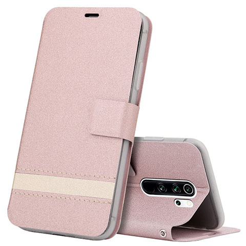 Handytasche Stand Schutzhülle Flip Leder Hülle T10 für Xiaomi Redmi Note 8 Pro Rosegold