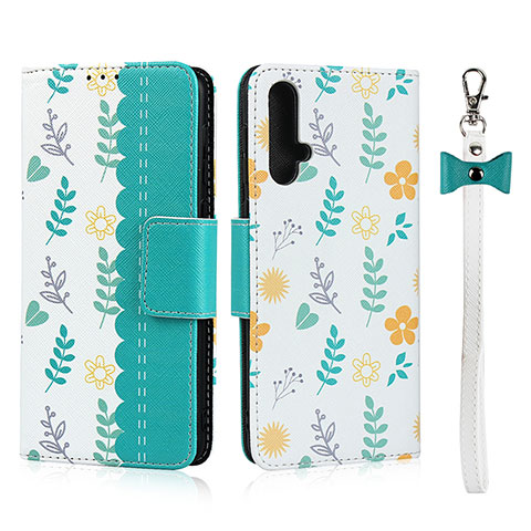 Handytasche Stand Schutzhülle Flip Leder Hülle T11 für Huawei Nova 5 Cyan