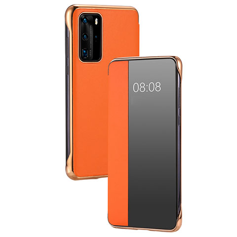 Handytasche Stand Schutzhülle Flip Leder Hülle T12 für Huawei P40 Pro Orange