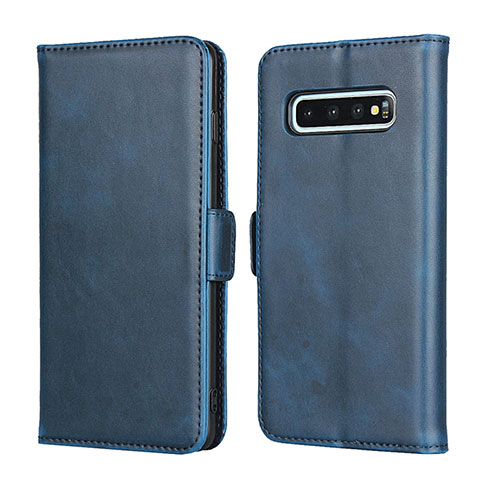 Handytasche Stand Schutzhülle Flip Leder Hülle T14 für Samsung Galaxy S10 Plus Blau