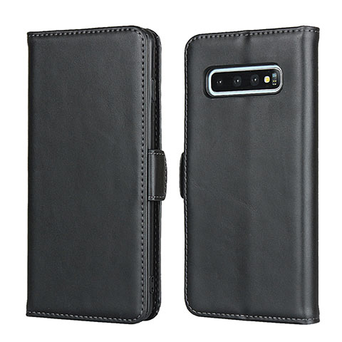 Handytasche Stand Schutzhülle Flip Leder Hülle T14 für Samsung Galaxy S10 Plus Schwarz