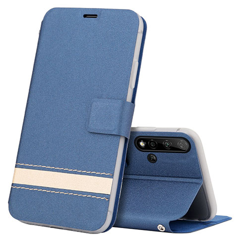 Handytasche Stand Schutzhülle Flip Leder Hülle T15 für Huawei Nova 5 Blau