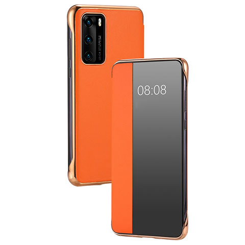 Handytasche Stand Schutzhülle Flip Leder Hülle T17 für Huawei P40 Orange