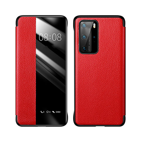 Handytasche Stand Schutzhülle Flip Leder Hülle T18 für Huawei P40 Pro Rot