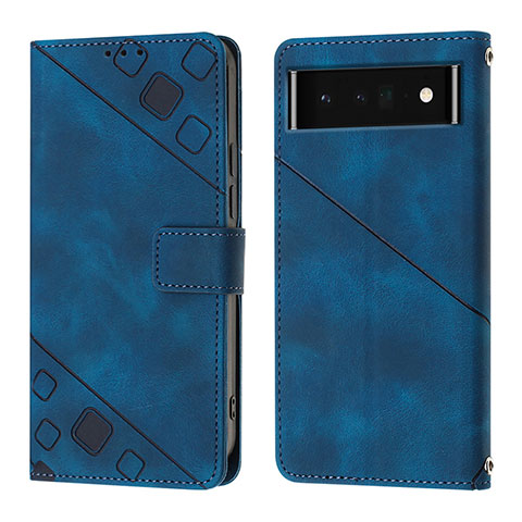 Handytasche Stand Schutzhülle Flip Leder Hülle Y01B für Google Pixel 6 Pro 5G Blau