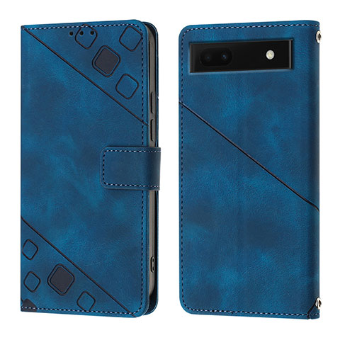 Handytasche Stand Schutzhülle Flip Leder Hülle Y01B für Google Pixel 6a 5G Blau