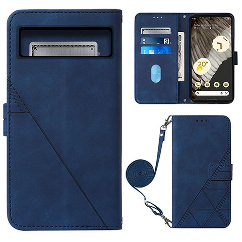 Handytasche Stand Schutzhülle Flip Leder Hülle Y01B für Google Pixel 8 Pro 5G Blau