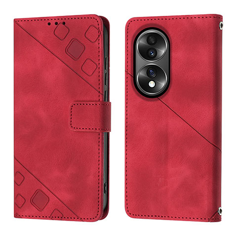 Handytasche Stand Schutzhülle Flip Leder Hülle Y01B für Huawei Honor 70 5G Rot