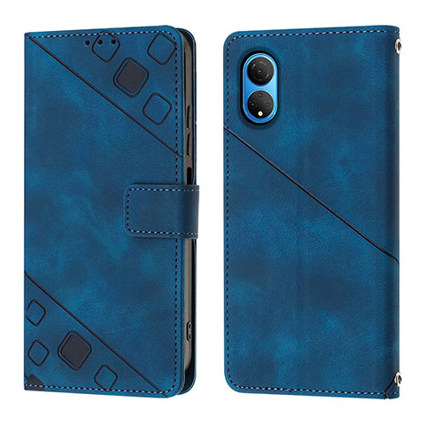 Handytasche Stand Schutzhülle Flip Leder Hülle Y01B für Huawei Honor X7 Blau