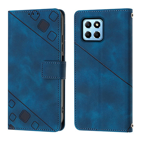 Handytasche Stand Schutzhülle Flip Leder Hülle Y01B für Huawei Honor X8 5G Blau