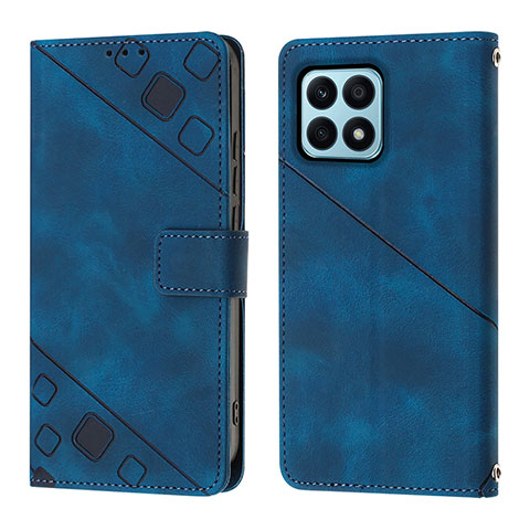 Handytasche Stand Schutzhülle Flip Leder Hülle Y01B für Huawei Honor X8a 4G Blau