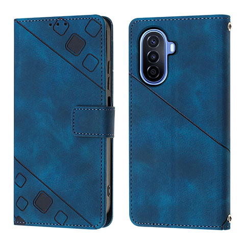 Handytasche Stand Schutzhülle Flip Leder Hülle Y01B für Huawei Nova Y70 Plus Blau