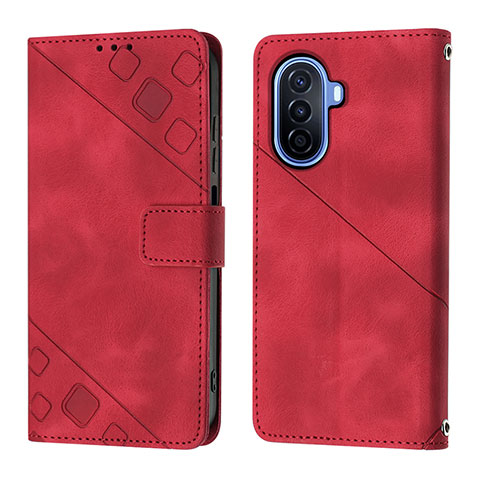 Handytasche Stand Schutzhülle Flip Leder Hülle Y01B für Huawei Nova Y70 Rot