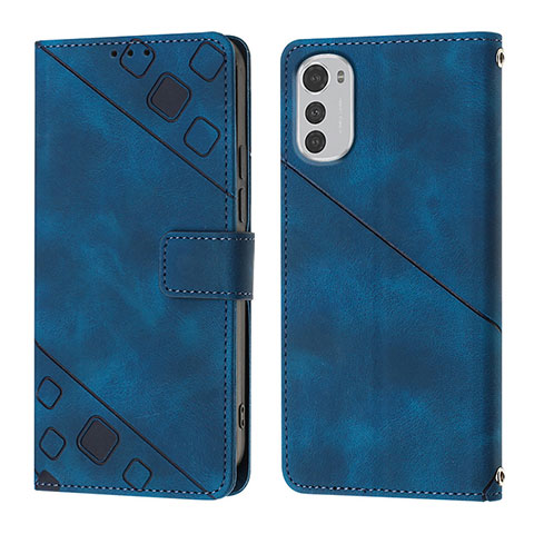 Handytasche Stand Schutzhülle Flip Leder Hülle Y01B für Motorola Moto E32s Blau