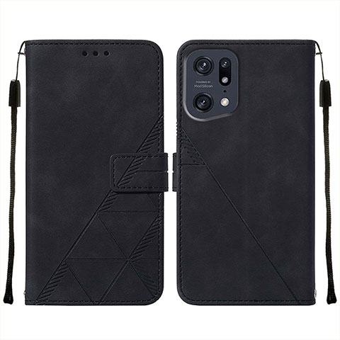 Handytasche Stand Schutzhülle Flip Leder Hülle Y01B für Oppo Find X5 Pro 5G Schwarz