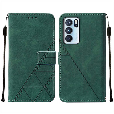 Handytasche Stand Schutzhülle Flip Leder Hülle Y01B für Oppo Reno6 Pro 5G India Grün