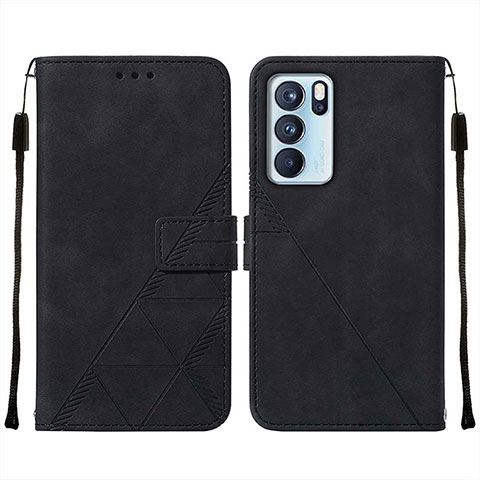 Handytasche Stand Schutzhülle Flip Leder Hülle Y01B für Oppo Reno6 Pro 5G India Schwarz