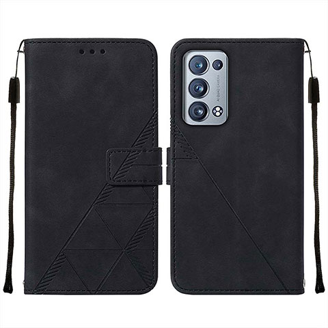 Handytasche Stand Schutzhülle Flip Leder Hülle Y01B für Oppo Reno6 Pro 5G Schwarz