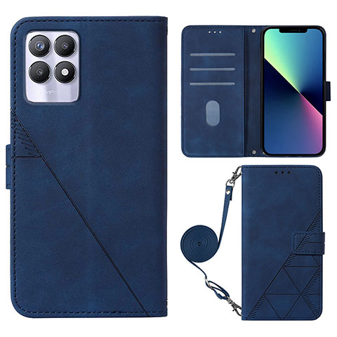 Handytasche Stand Schutzhülle Flip Leder Hülle Y01B für Realme 8i Blau