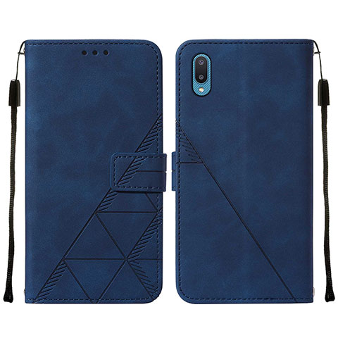 Handytasche Stand Schutzhülle Flip Leder Hülle Y01B für Samsung Galaxy A02 Blau