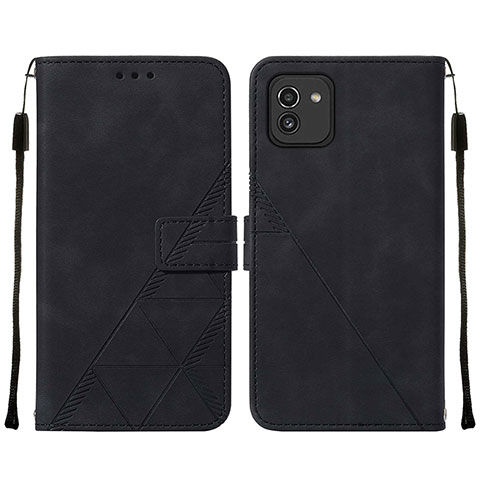 Handytasche Stand Schutzhülle Flip Leder Hülle Y01B für Samsung Galaxy A03 Schwarz