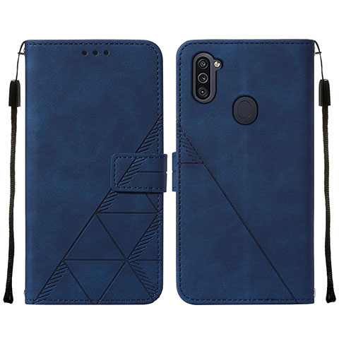 Handytasche Stand Schutzhülle Flip Leder Hülle Y01B für Samsung Galaxy A11 Blau